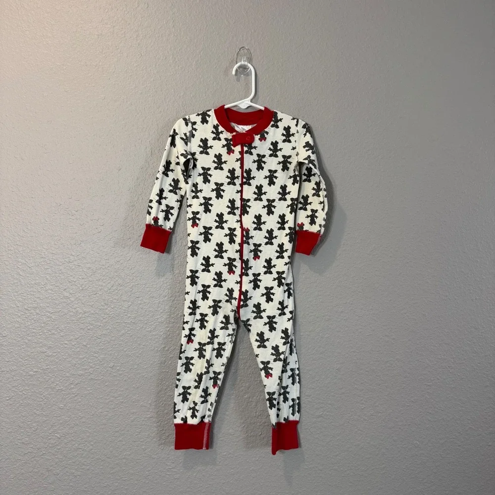Hanna Andersson Disney Size 3 90cm White‎ Minnie Mouse One Piece Zip Pajamas